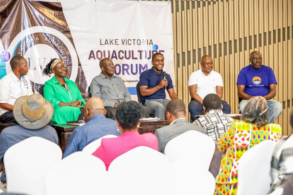 Panelists discussing the business of aquaculture and strategies for building a viable value chain in the Lake Region during the Lake Victoria Aquaculture Forum 2024.